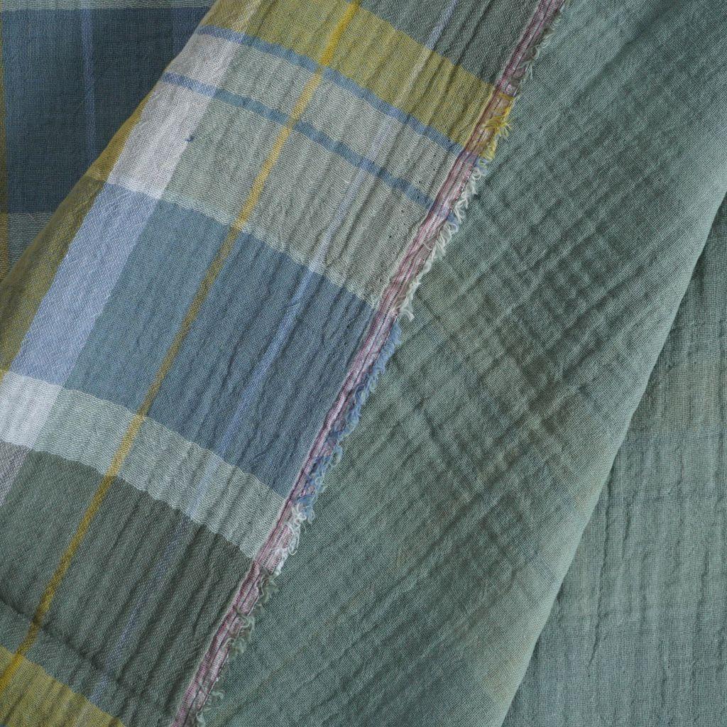 Musselin Double Gauze Karomuster grün blau